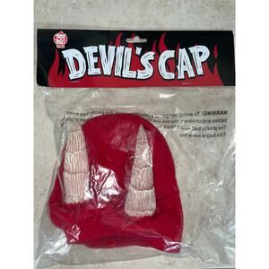 TOTS RED DEVIL KNIT CAP WITH HORNS HEADPIECE HALLOWEEN COSTUME MATT115